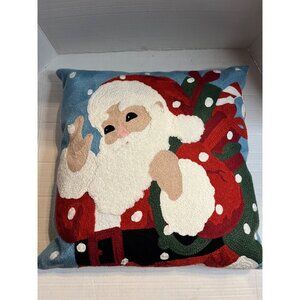 pier 1 import Santa Claus Needlepoint Decorative Throw Pillow Christmas decor